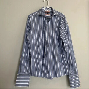 Jermyn Street Thomas Pink London Men's Dress Shirt Blue Striped French Cuff 16.5